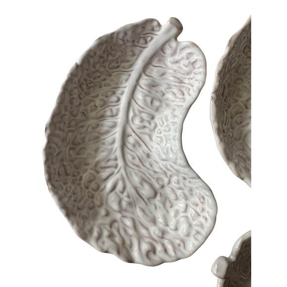 Vintage Ed Langbein Cabbage Leaf Bowls: Majolica Salad Set, Italy - Picture 5 of 5